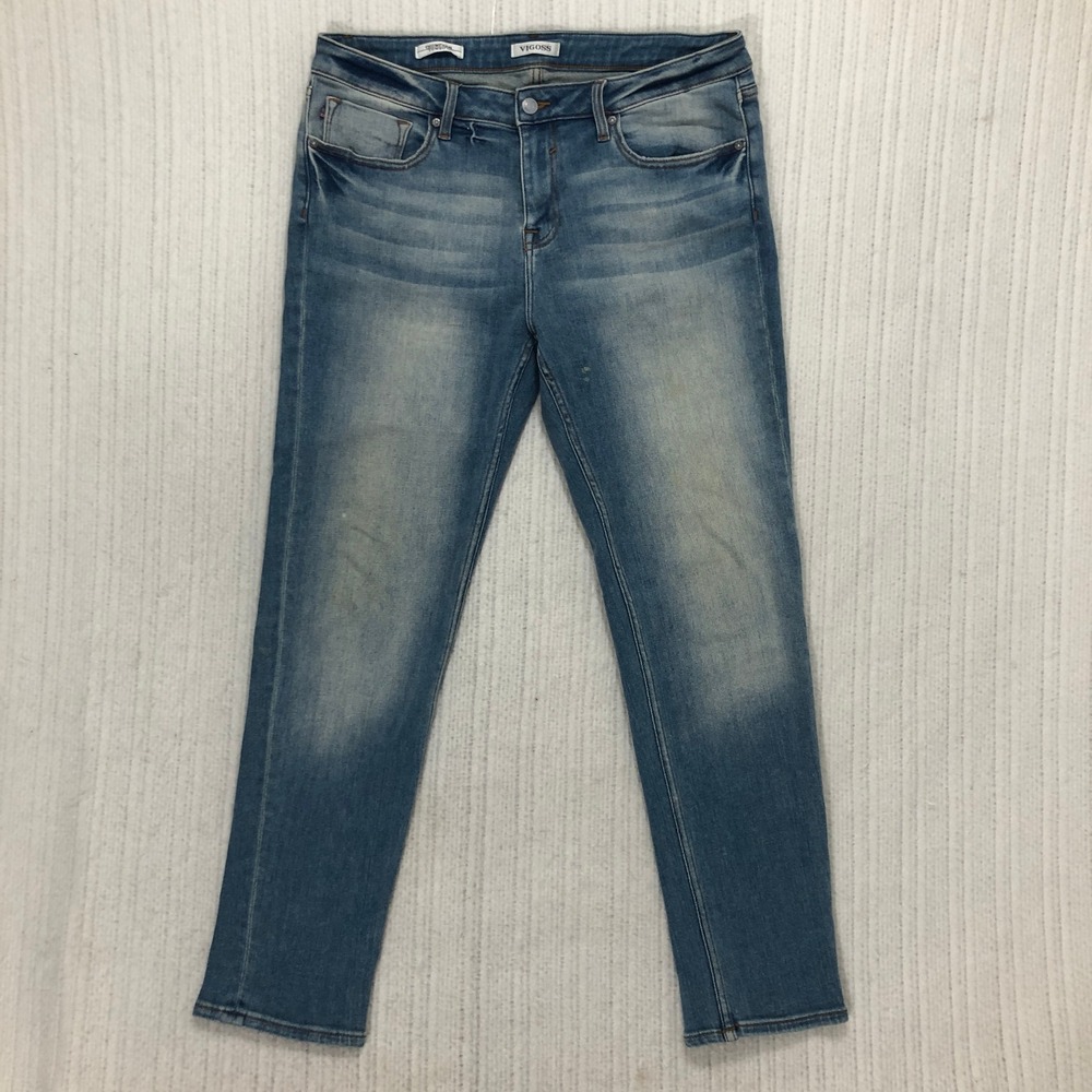 VIGOSS Women Blue‎ Wash Denim Jeans Size 32 Straight Leg Casual Comfort